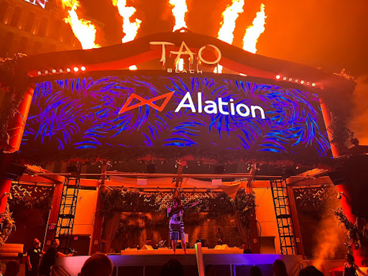 The stage at an Alation afterparty at Tao in Las Vegas