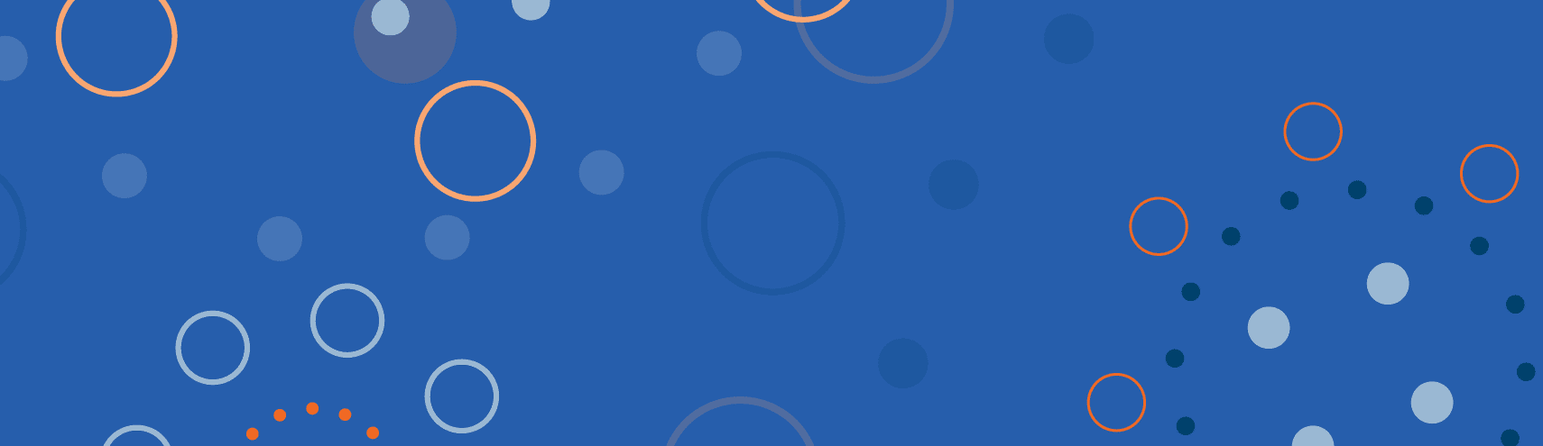 Blue background with dark and light orange circles decorations