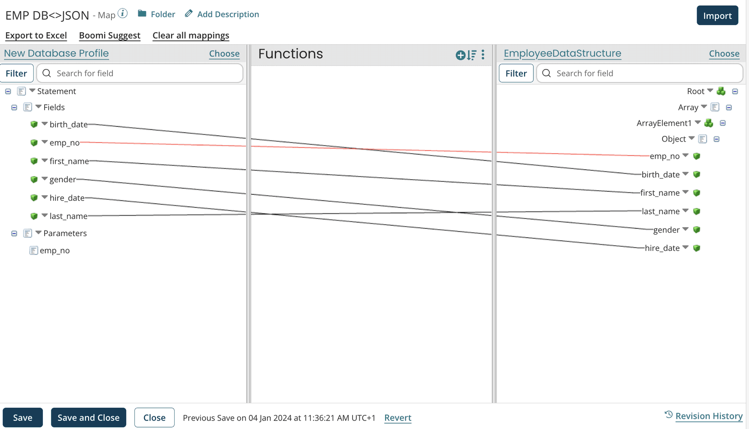 A mapping shape configuration example in Boomi (Source: Simplifying API Integration with Boomi: A Practical Guide by Nicola Santullo)