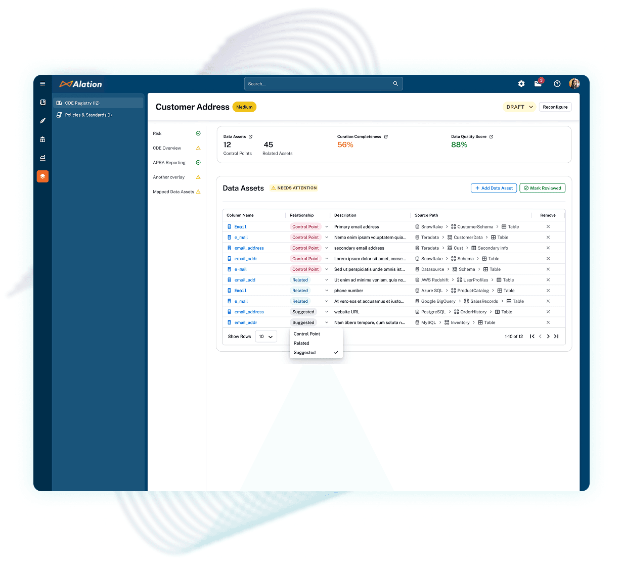 Alation CDE Governance: Data Mapping Agent to connect CDEs and cataloged assets
