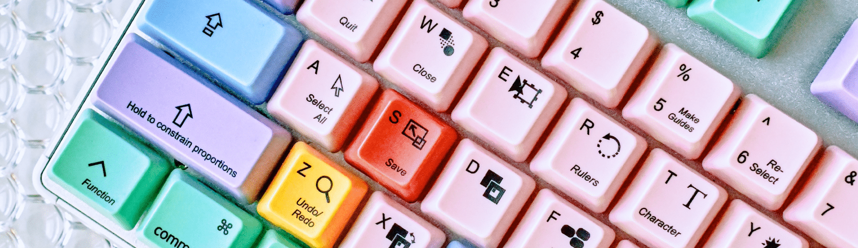 Rainbow colored desktop keyboard
