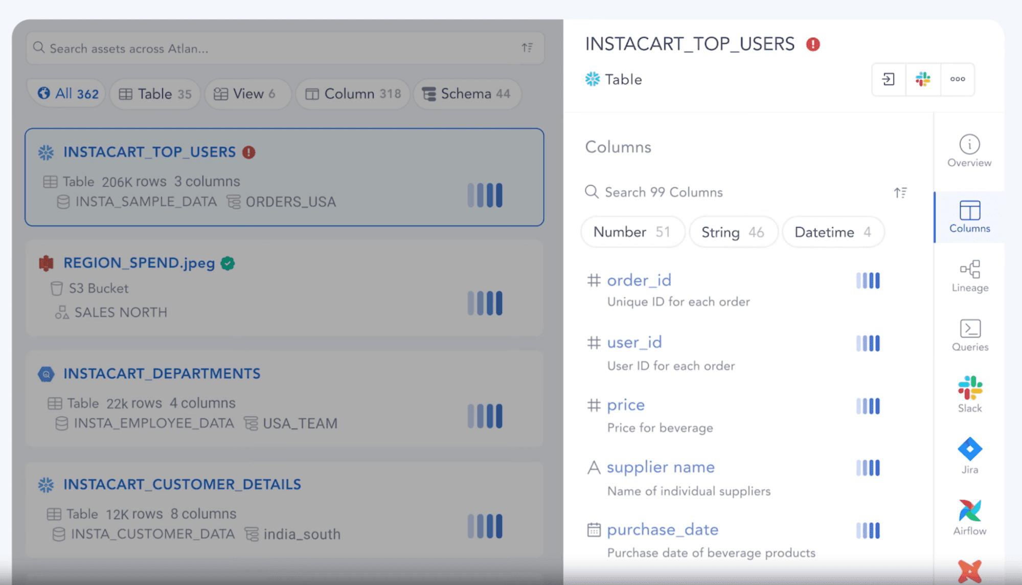 Atlan's search interface