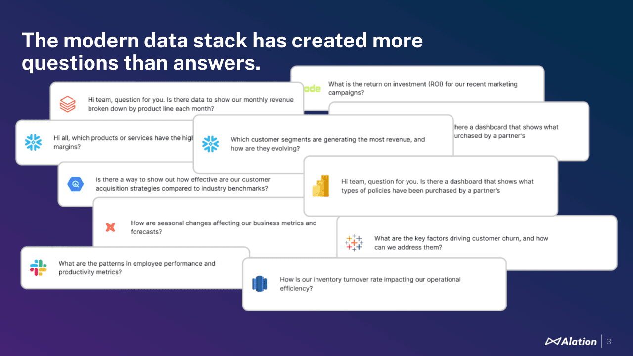 Slide from Numbers Station presentation: the modern data stack has created more questions