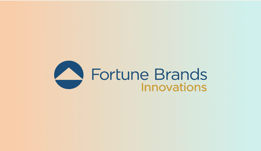 Fortune Brands logo on sea-foam and orange background