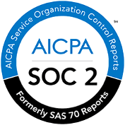 AICPA SOC 2 certification badge for Service Organization Control Reports, formerly known as SAS 70 Reports.