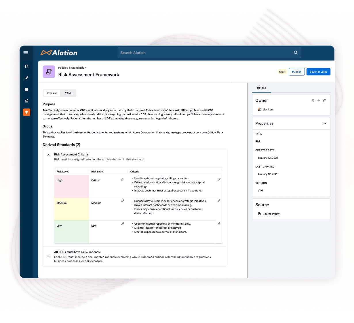 Alation CDE Governance: Risk Assessment Agent
