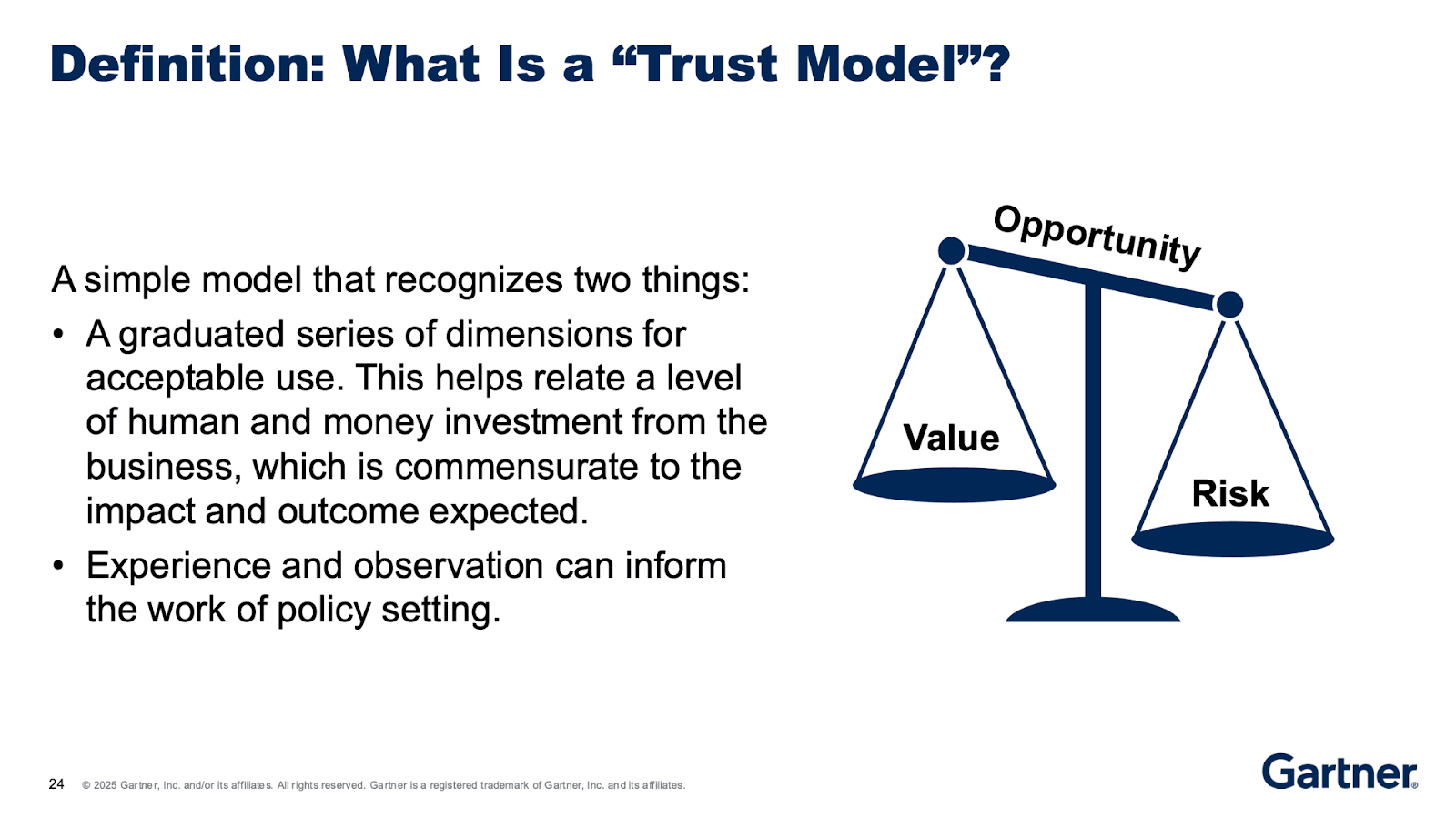 Gartner slide: trust model for governance