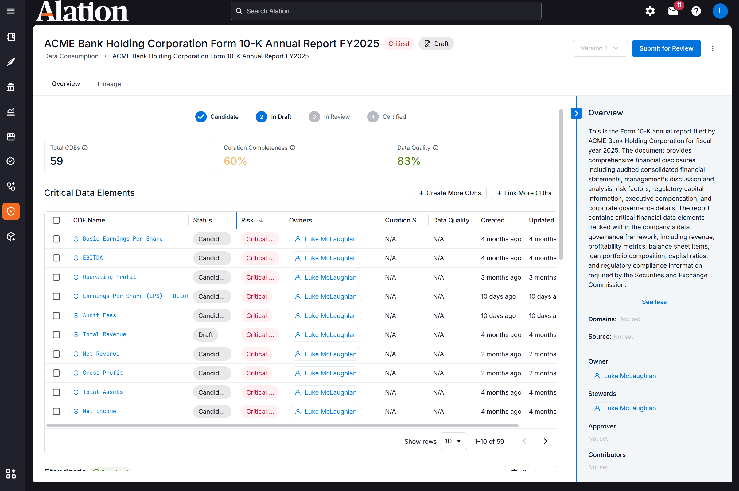Product screenshot for Alation critical lineage
