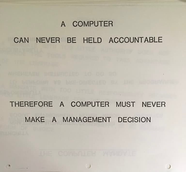 IBM sign: a computer can never be held accountable