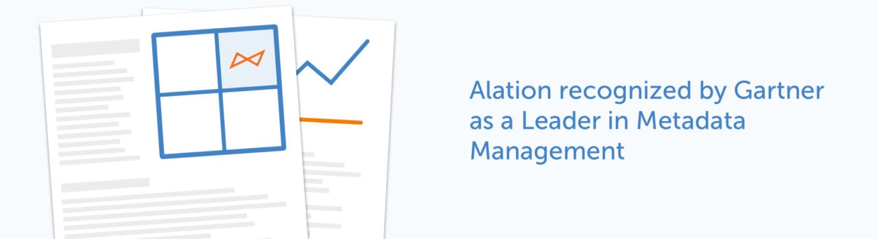 Hero image from an Alation blog about being recognized by Gartner as a leader in Metadata Management