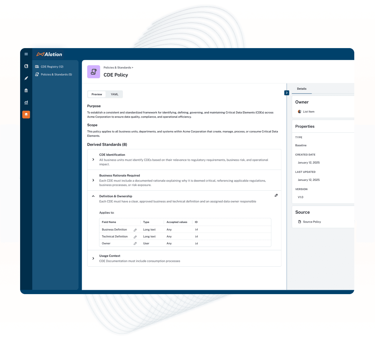 Alation CDE Governance: Policy-as-Code Agent