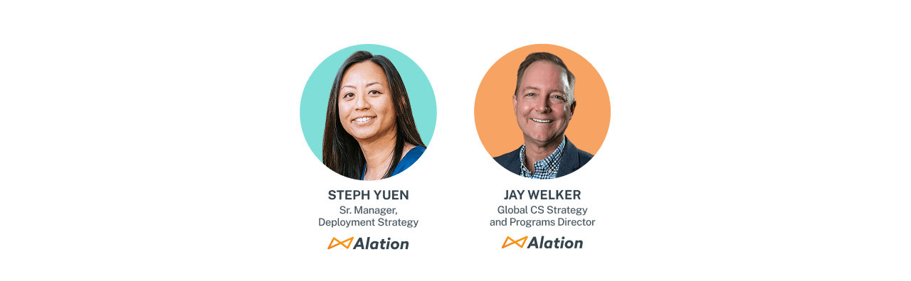 Alation Decision Lab: Curation Automation Healthcare. Banner with two pictures of speakers.