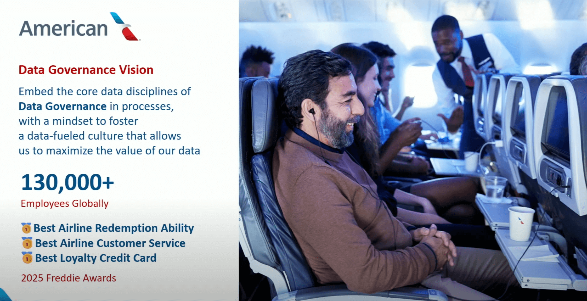 Slide from American Airlines Databricks Summit 2025 presentation: governance vision