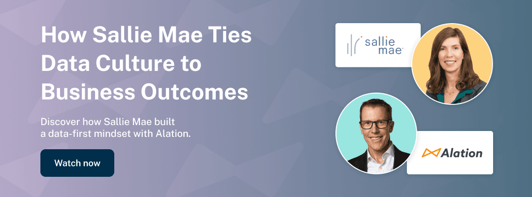 Banner promoting Sallie Mae webinar with Alation
