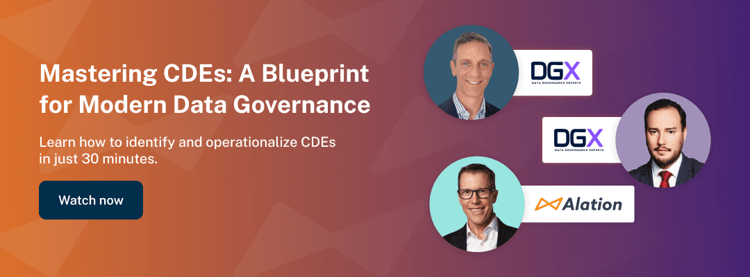 Banner promoting Mastering CDEs webinar with DGX and Alation