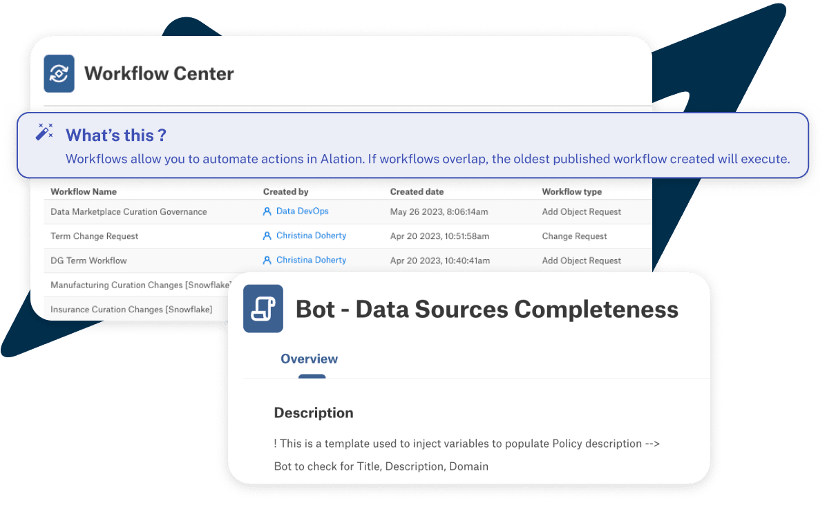 Product image of Workflow Automation in the Alation Data Intelligence platform