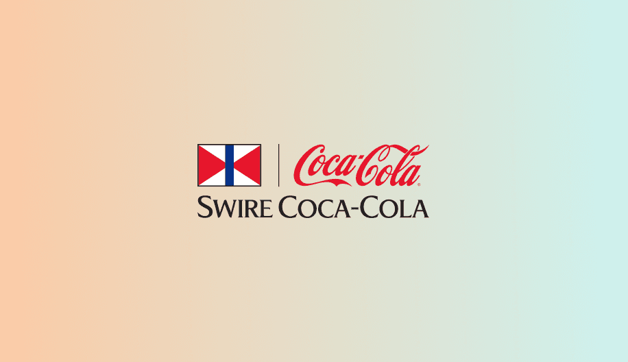 Swire Coca Cola logo on sea-foam and orange background