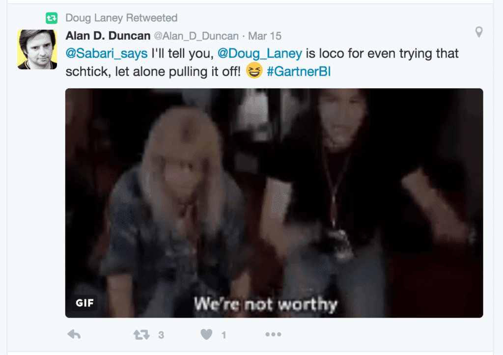 Tweet of Wayne's World "We're not worth"