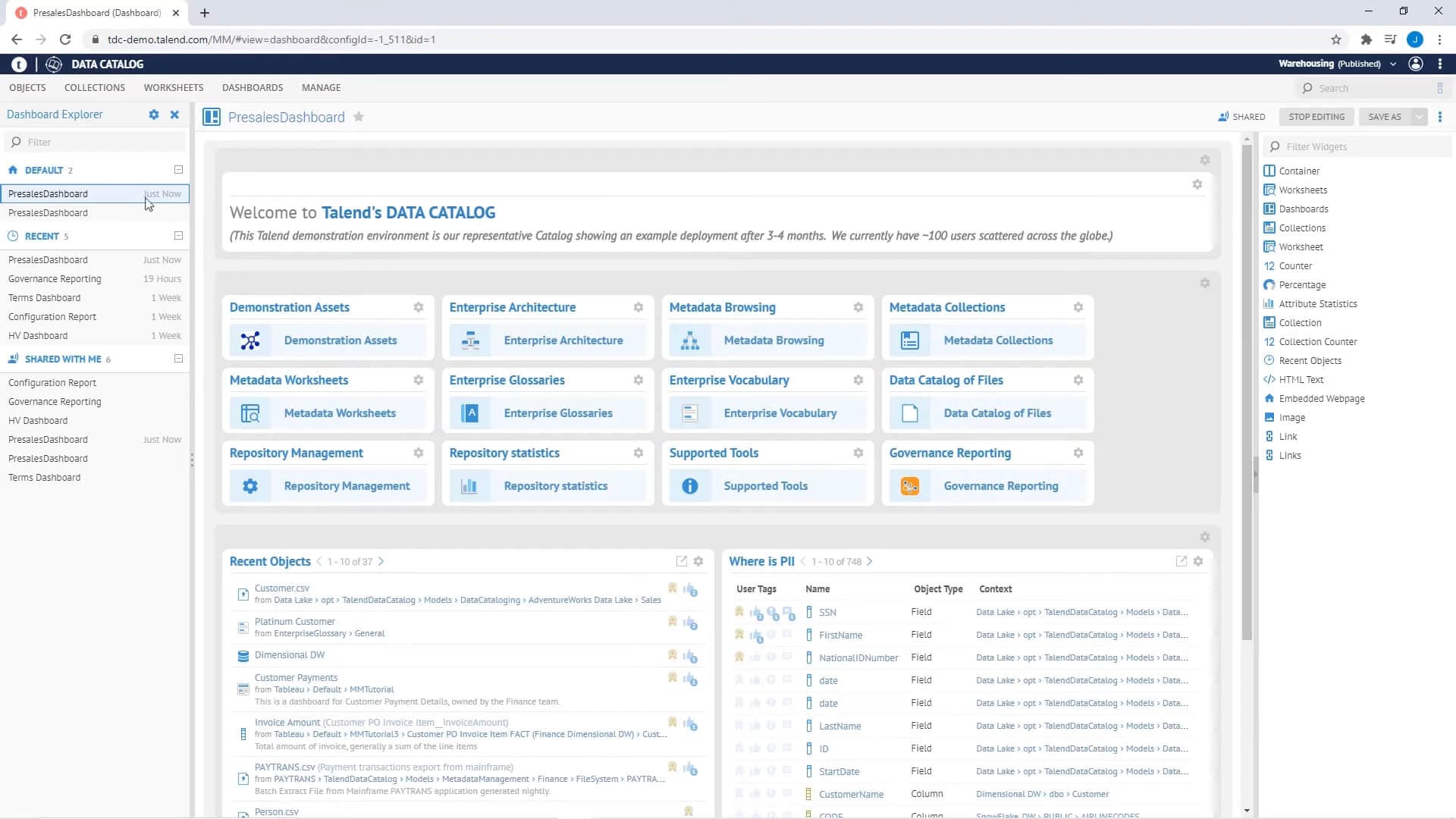 Talend’s data catalog interface