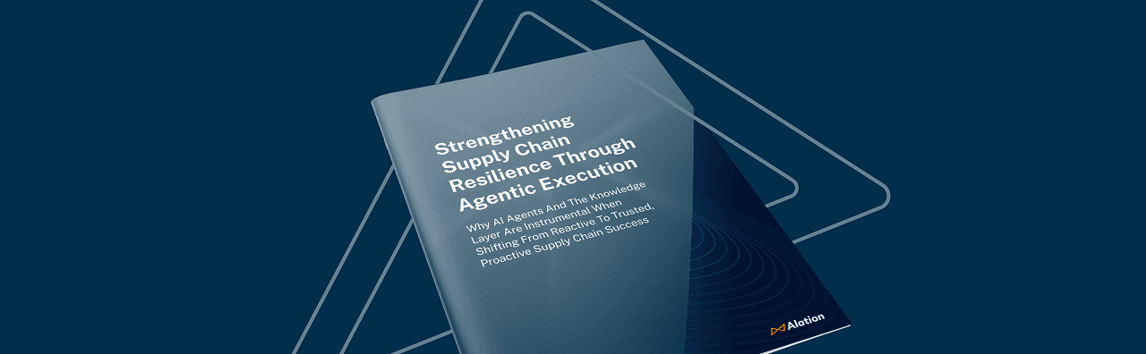 Alation report cover titled Strengthening Supply Chain Resilience Through Agentic Execution on a dark blue background.