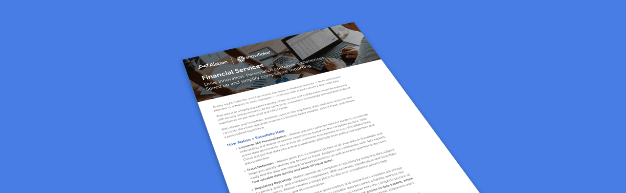 Alation Resource: Alation and Snowflake for Financial Services