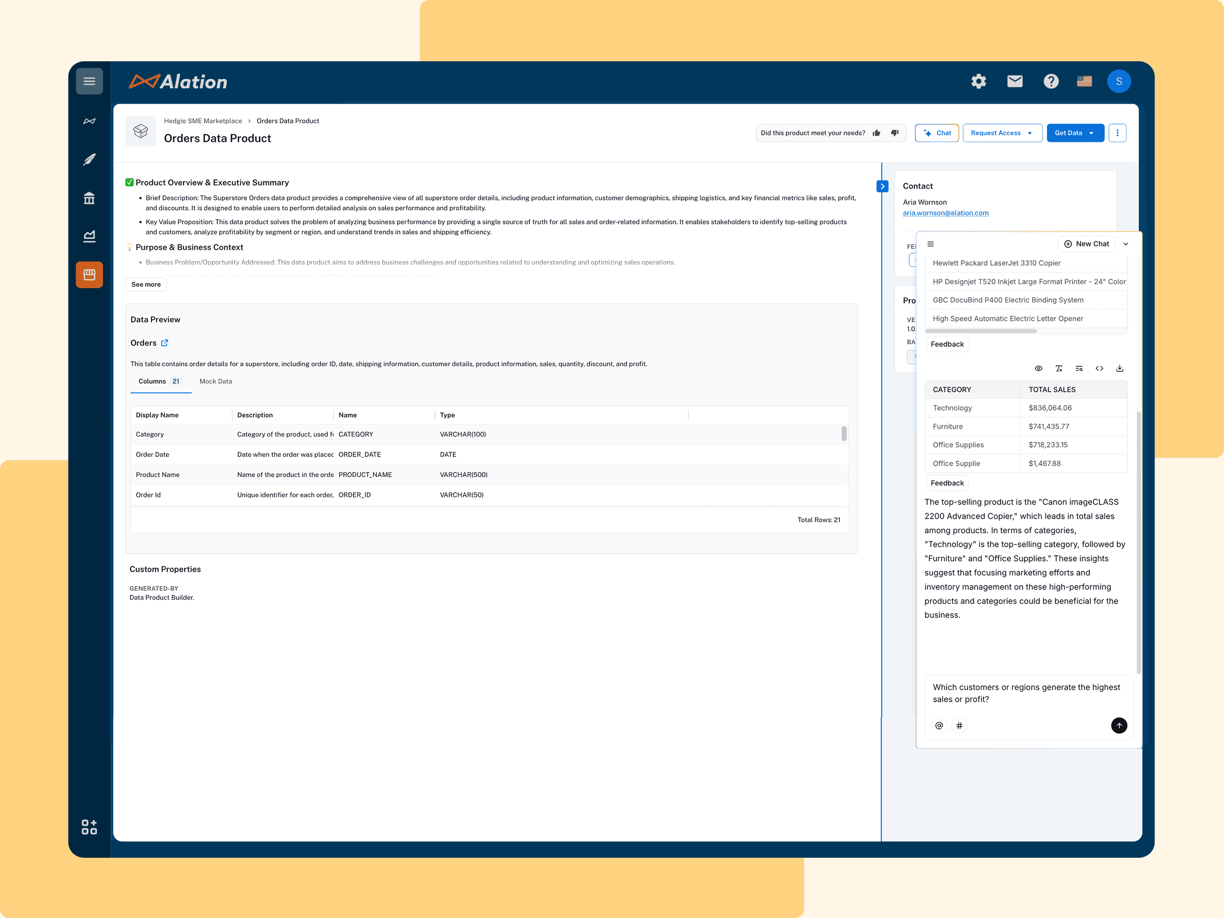 Data Products Marketplace - Chat with data in plain English