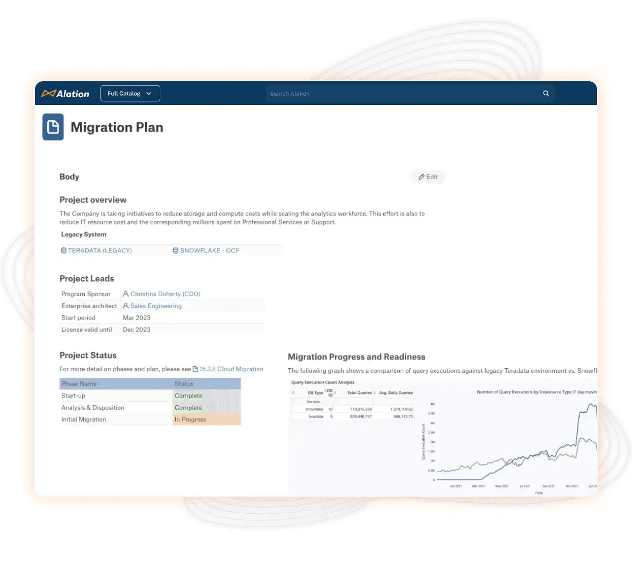 Example of a cloud data migration plan in Alation