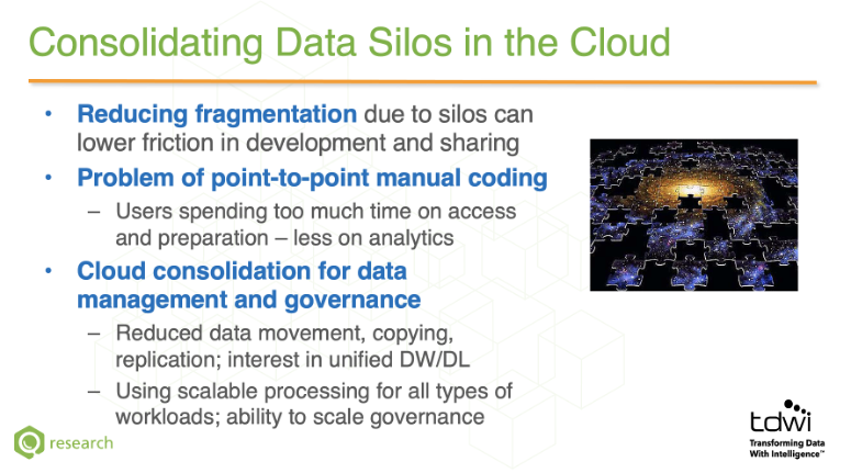 Consolidating data silos in cloud