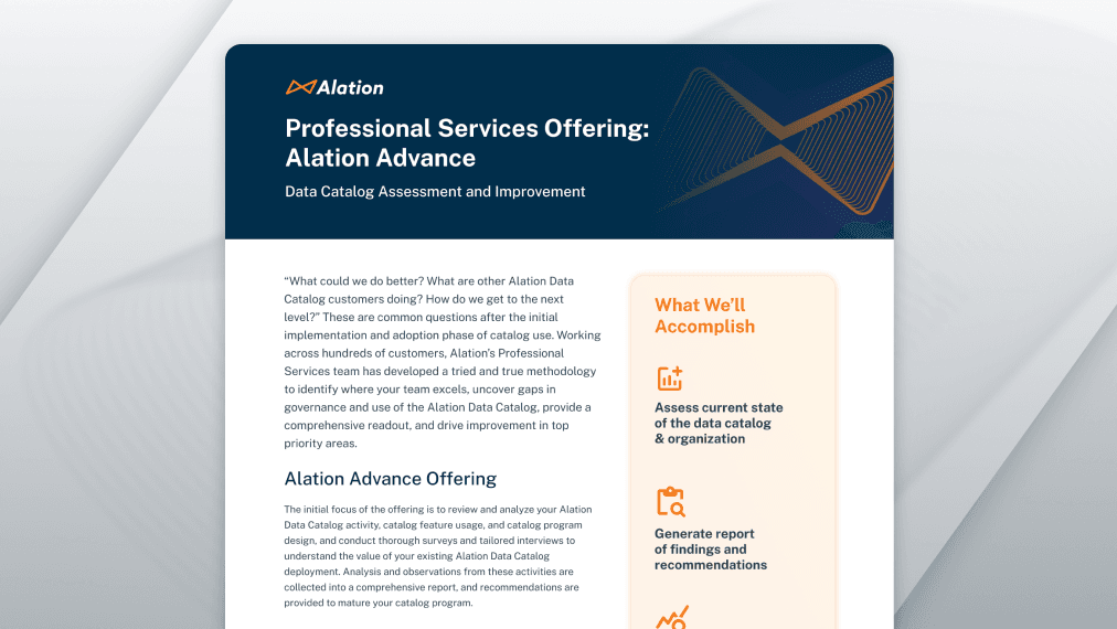Alation guide for Alation Advance