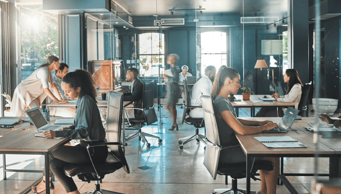 Alation Blog Image: An opened office space showcasing people working together.