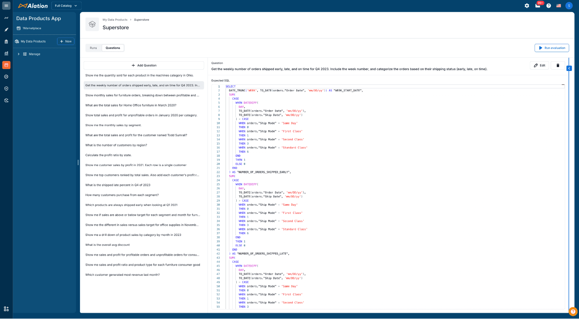 Data products marketplace - SQL agents in Alation