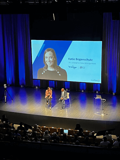 Katie Bogenschutz, VP of Enterprise Data Management, Kroger/84.51 leading a keynote, “Transform Your Business with Data-Driven Strategies,” with Satyen Sangani.