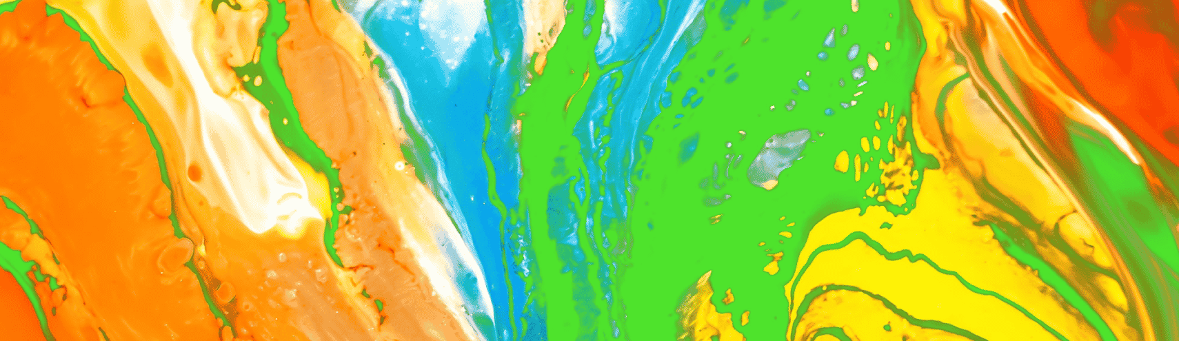 Splashes of green, blue, and red colors mixed together
