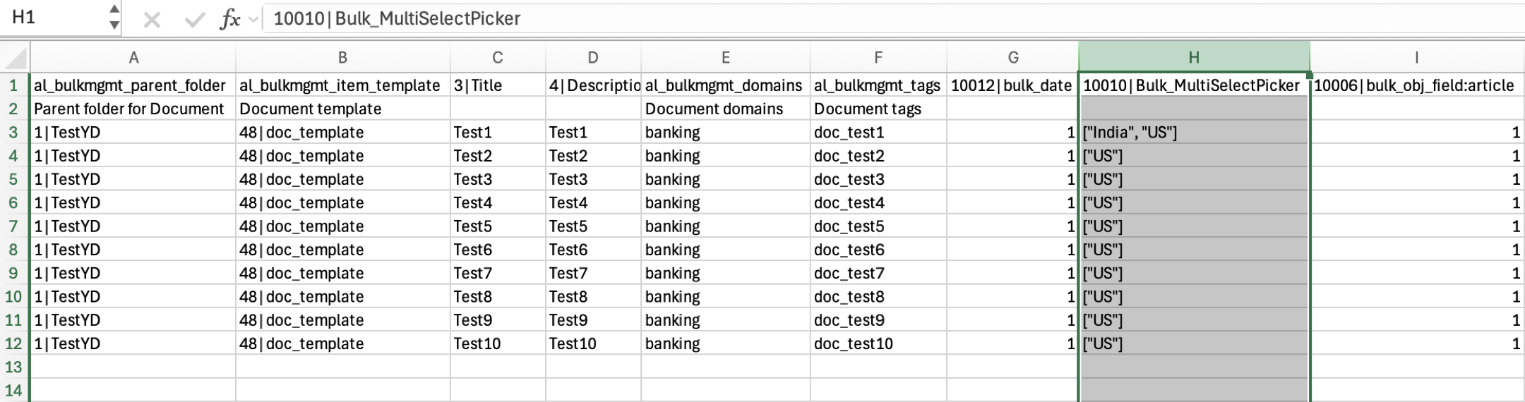 Example bulk creation CSV template with a Multi-Select Picker field column, such as Roles, that reproduces the upload failure