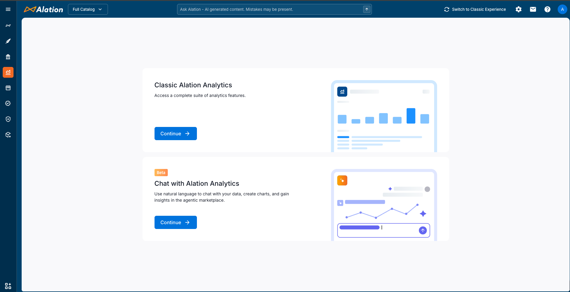 Alation Analytics Marketplace page showing available Data Products