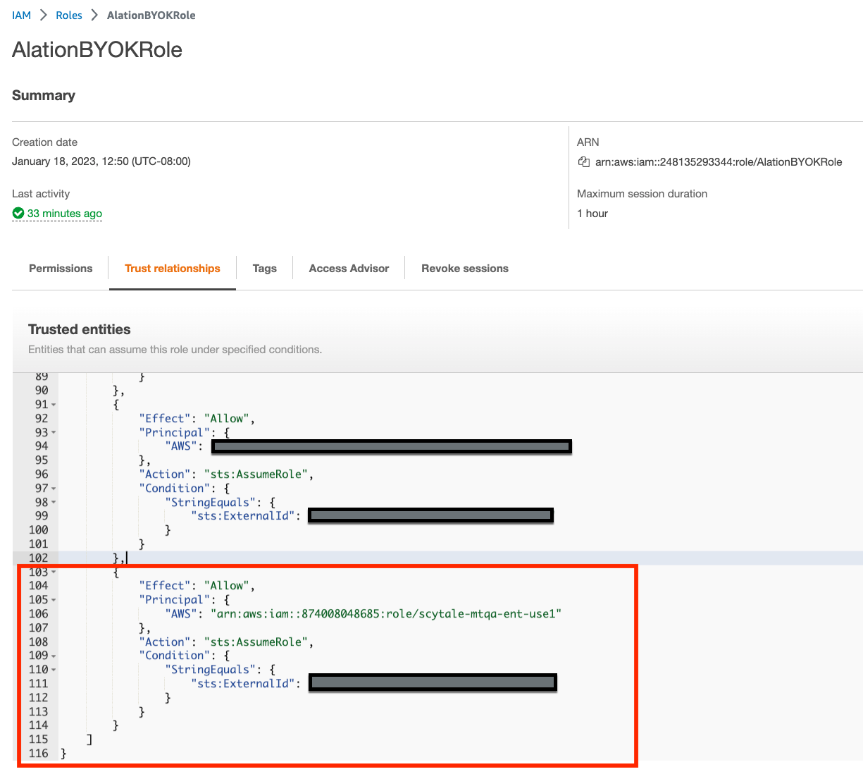 Trust policy in the AWS Console