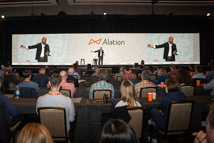 Satyen, Alation's CEO, speaking at CKO 2023 panel in Las Vegas, NV